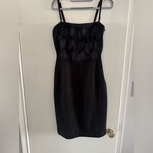 Black Flapper style women’s wool dress.
Can be converted to strapless.